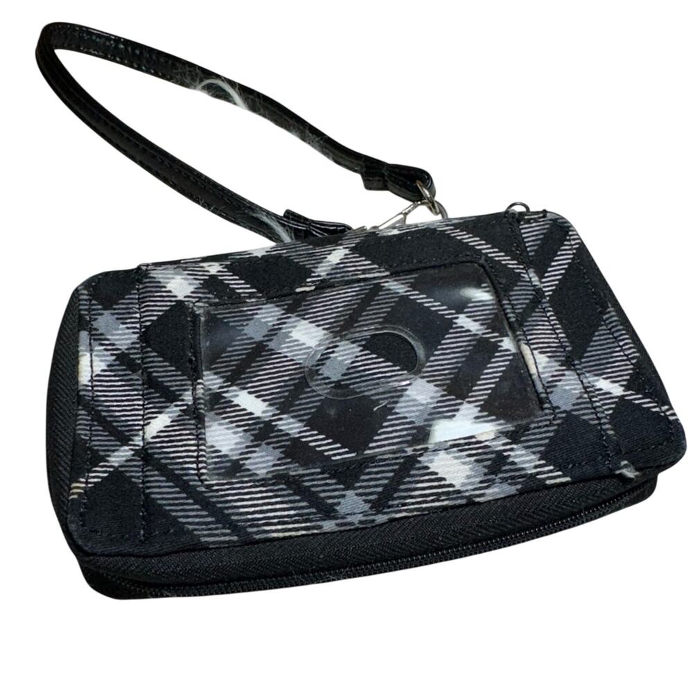 Thirty-One Timeless Wristlet Black Plaid Multi-Pocket Clutch